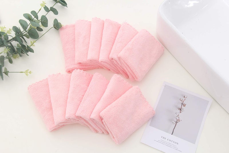 Spotted Play مجموعة من 12 قطعة من مناشف الأطفال المنقطة - فائقة الامتصاص وناعمة للأطفال حديثي الولادة والرضع والأطفال الصغار - مناسبة لبشرة الأطفال وحديثي الولادة - ميكروفايبر فليس كورال 12x12 بوصة، وردي - Image 4